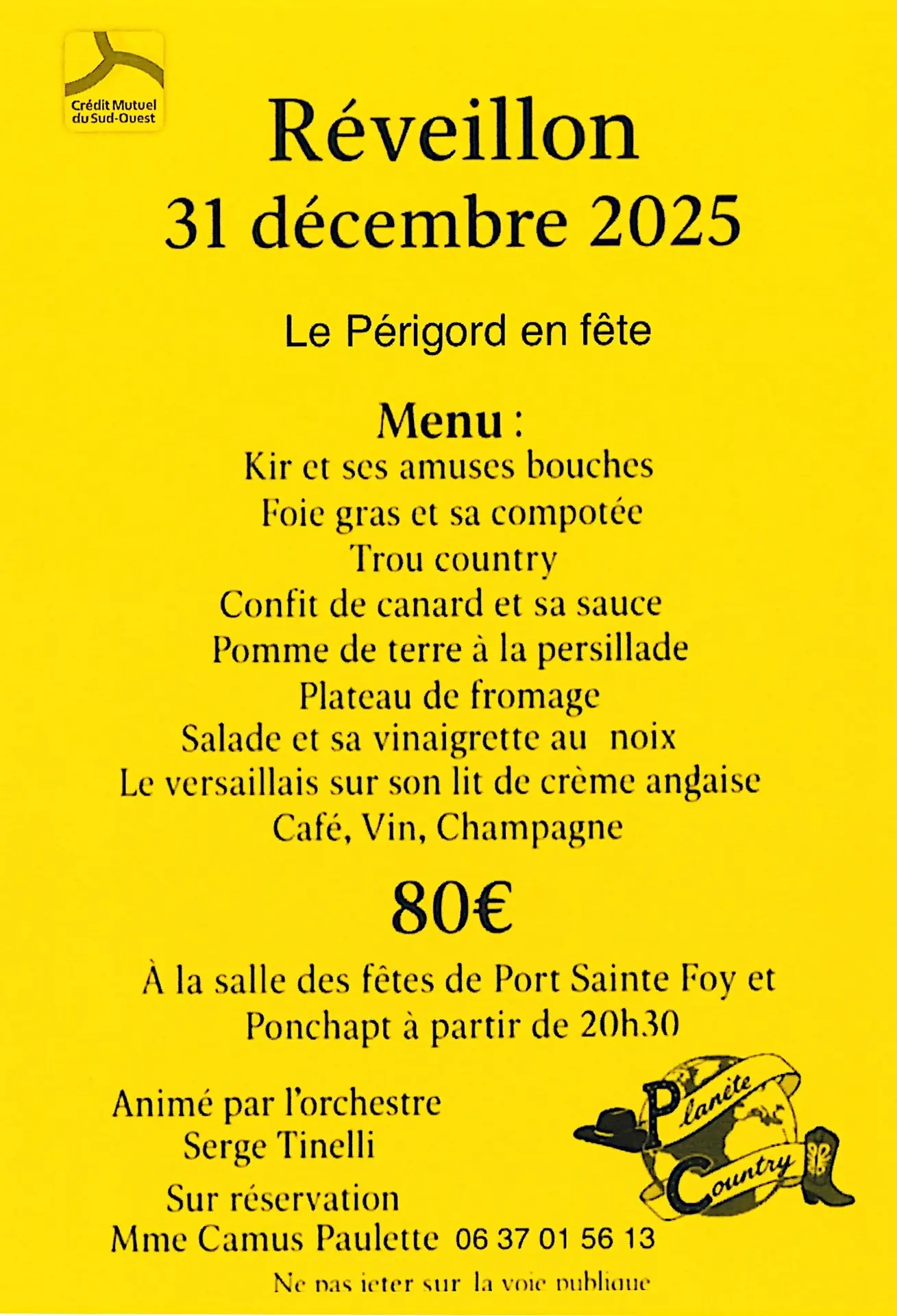 Réveillon de la Saint Sylvestre - Planète Country - Port-Sainte-Foy-et-Ponchapt - 31 Décembre 2025