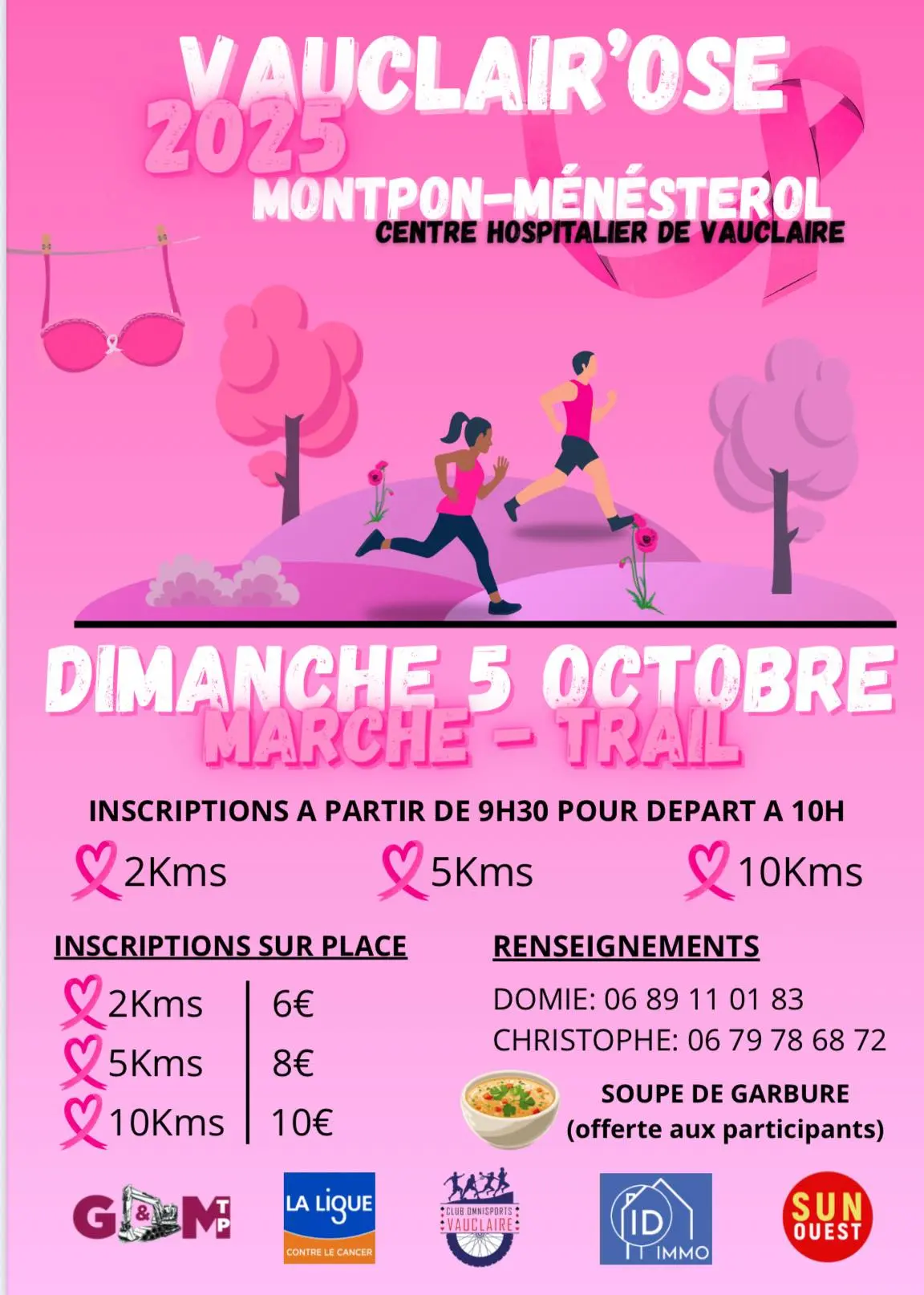 Rando-Trail-Vauclaire-octobre rose-montpon-vallee-isle-dordogne-perigord