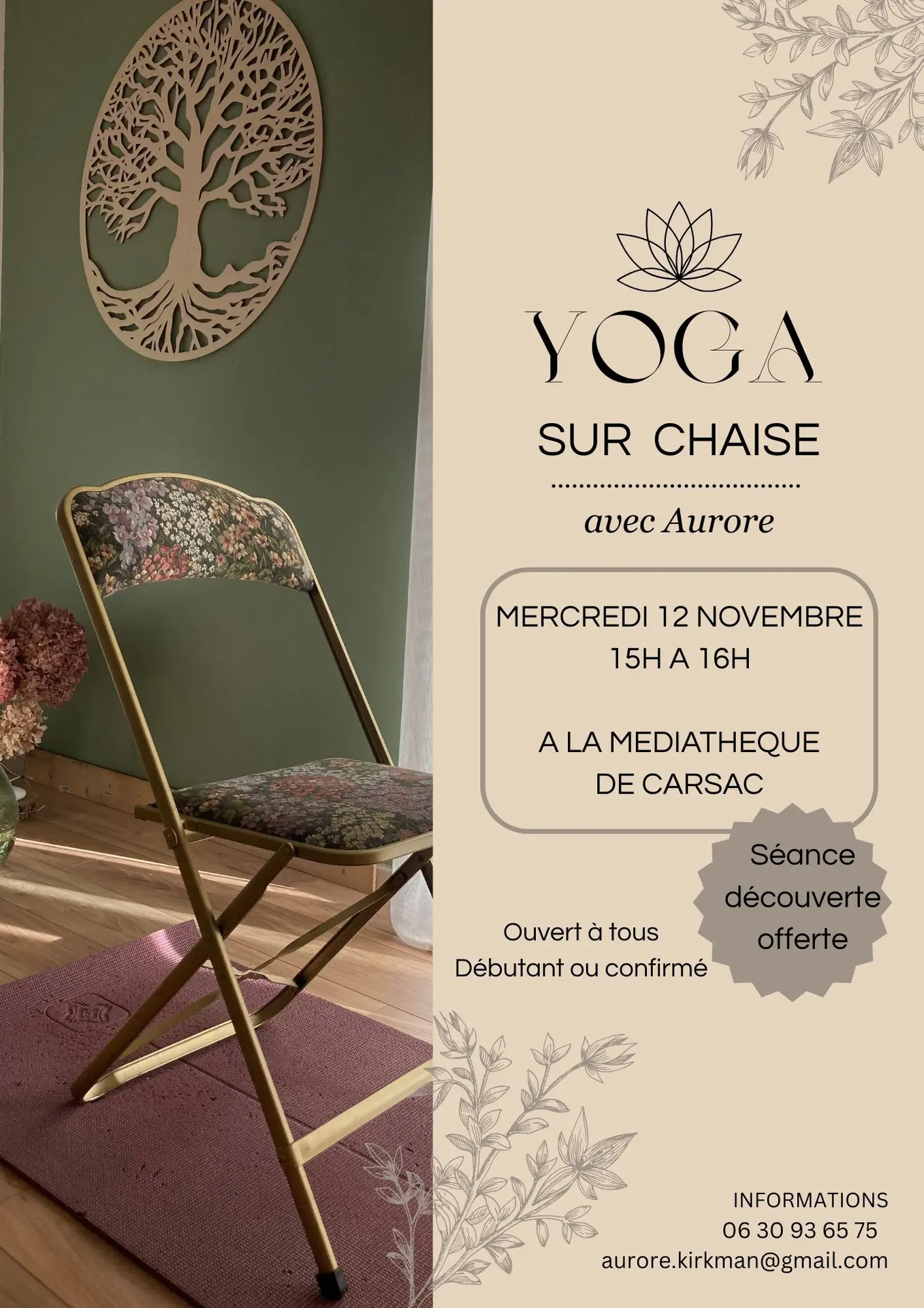 Flyer Yoga moderne beige floral  - 1