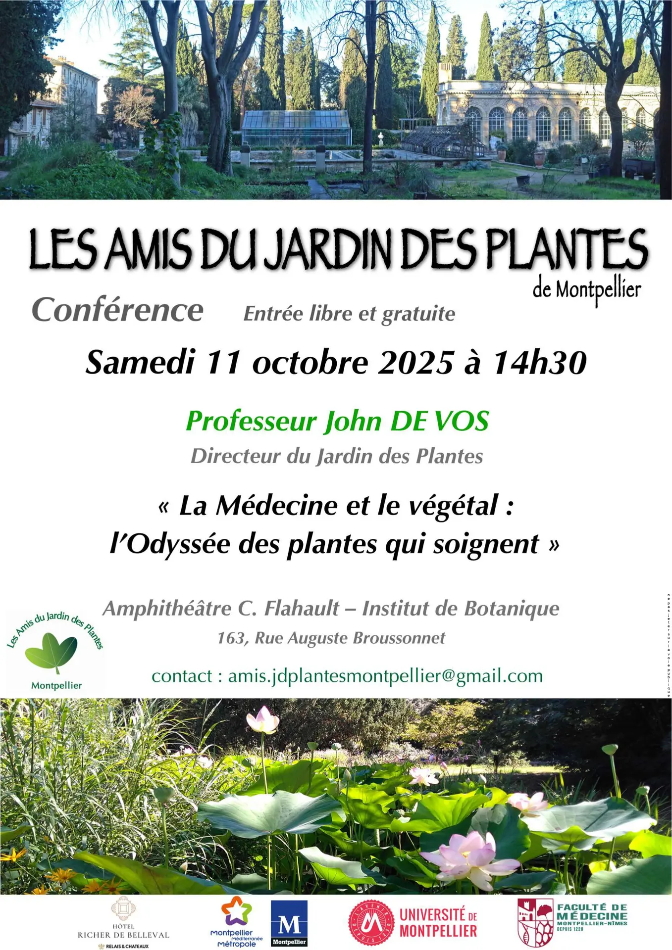 2025-10-11_Affiche Amis JDP - Conférence John De Vos - La Médecine et le végétal L'Odyssée des plantes qui soignent_page-0001