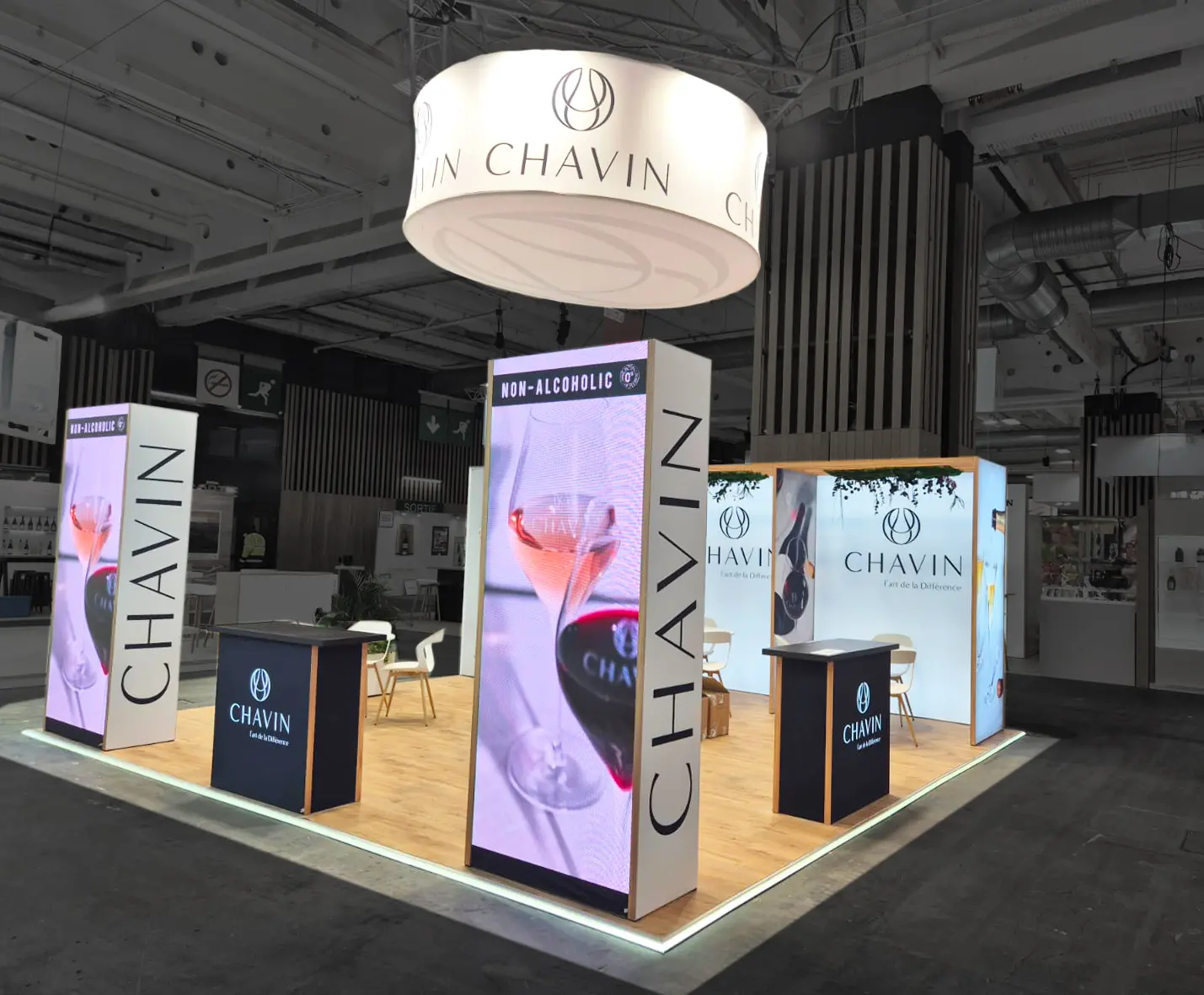 Exemple d'un stand avec écrans LED