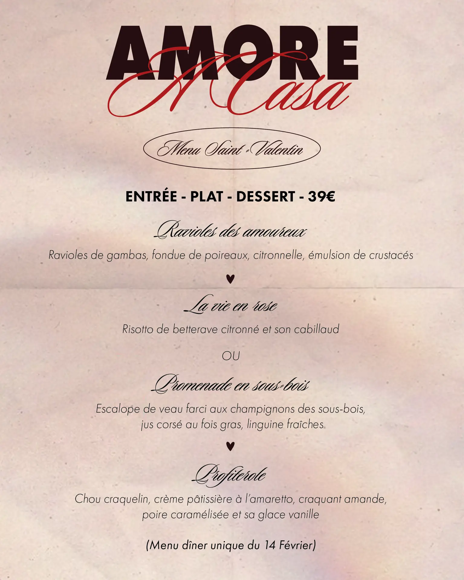 Double Jeu - Casa Di Giorgio - Menu 14 février