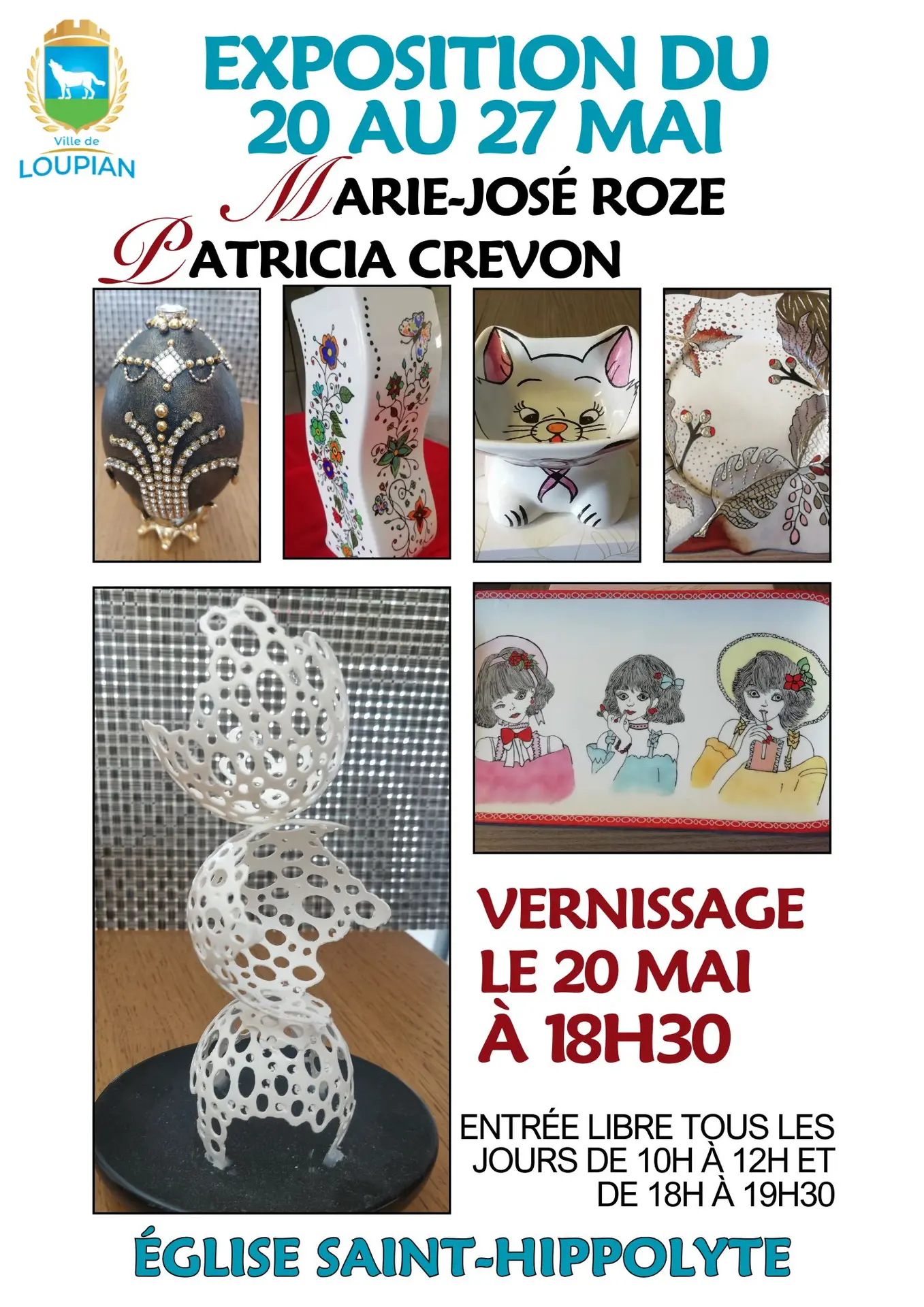 EXPOSITION ARTISTIQUE DES ŒUVRES DE PATRICIA CREVON ET DE MARIE-JOSÉ ROZE