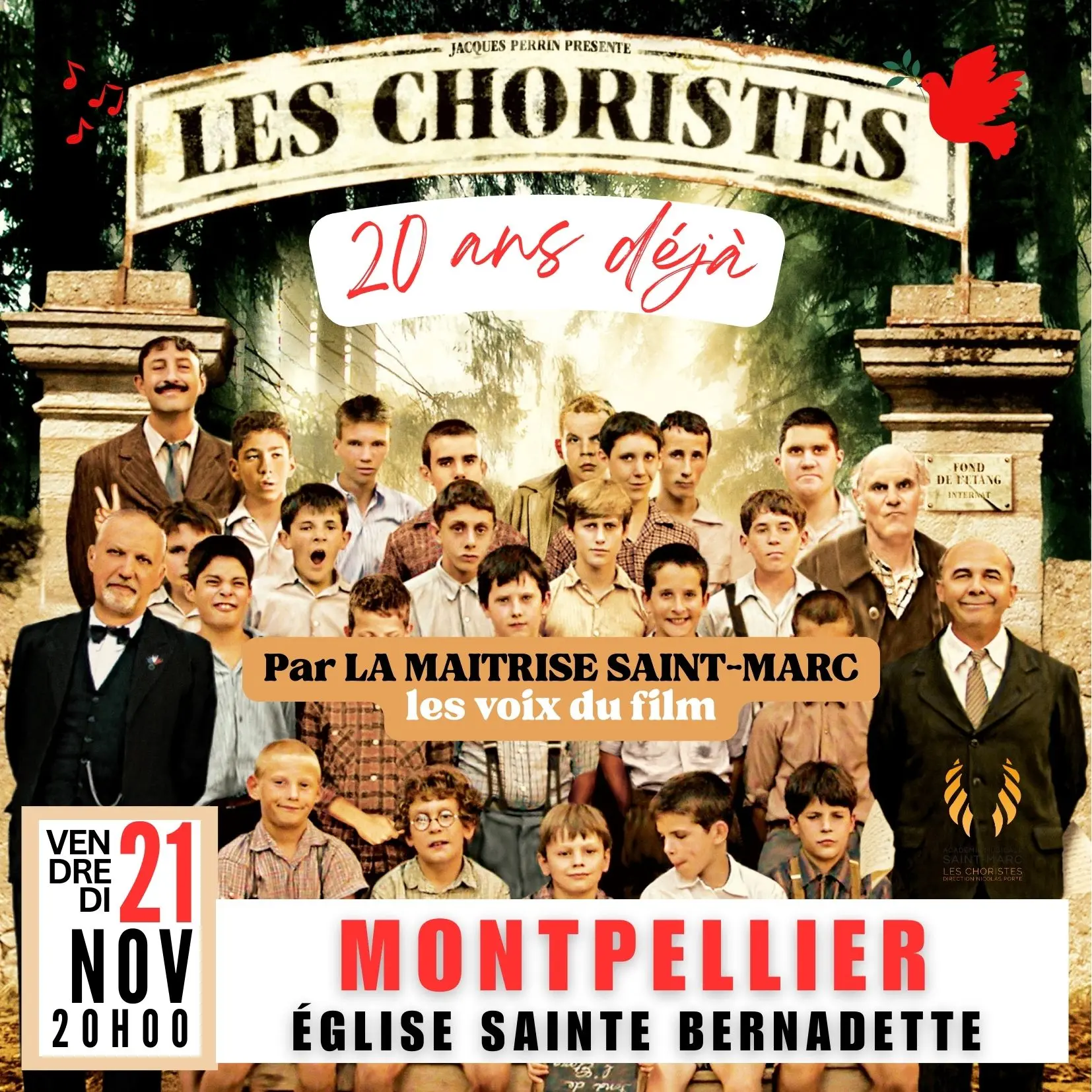 LES CHORISTES  LA TOURNEE DES EGLISES (Invitation (carrée)) - les choristes CARRE Montpellier 21.11