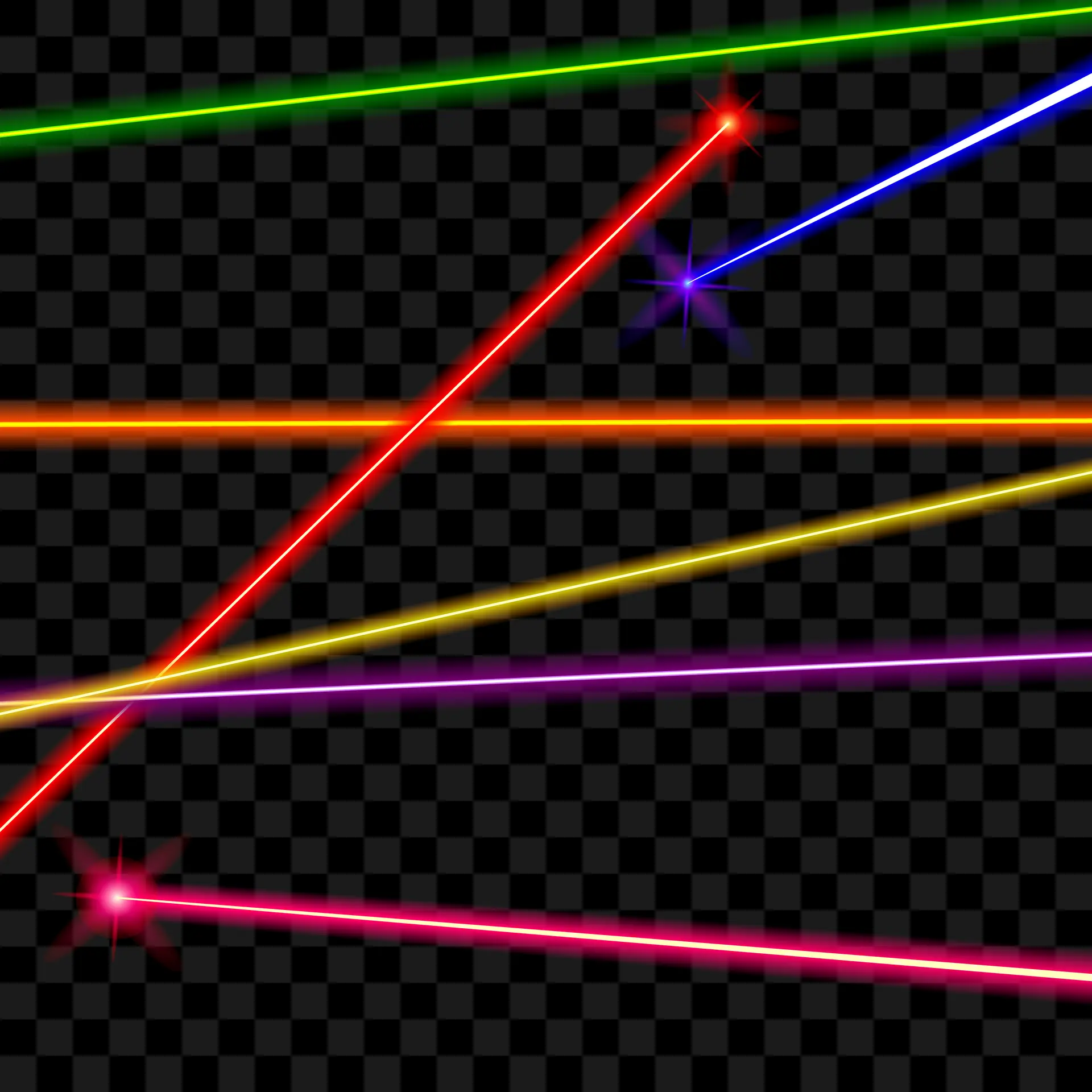 Vector laser beams on transparent plaid background