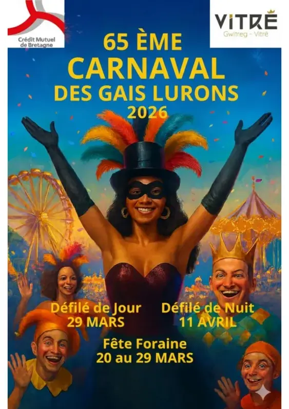 Affiche Carnaval des Gais Lurons 2026 - défilé de jour 29 mars