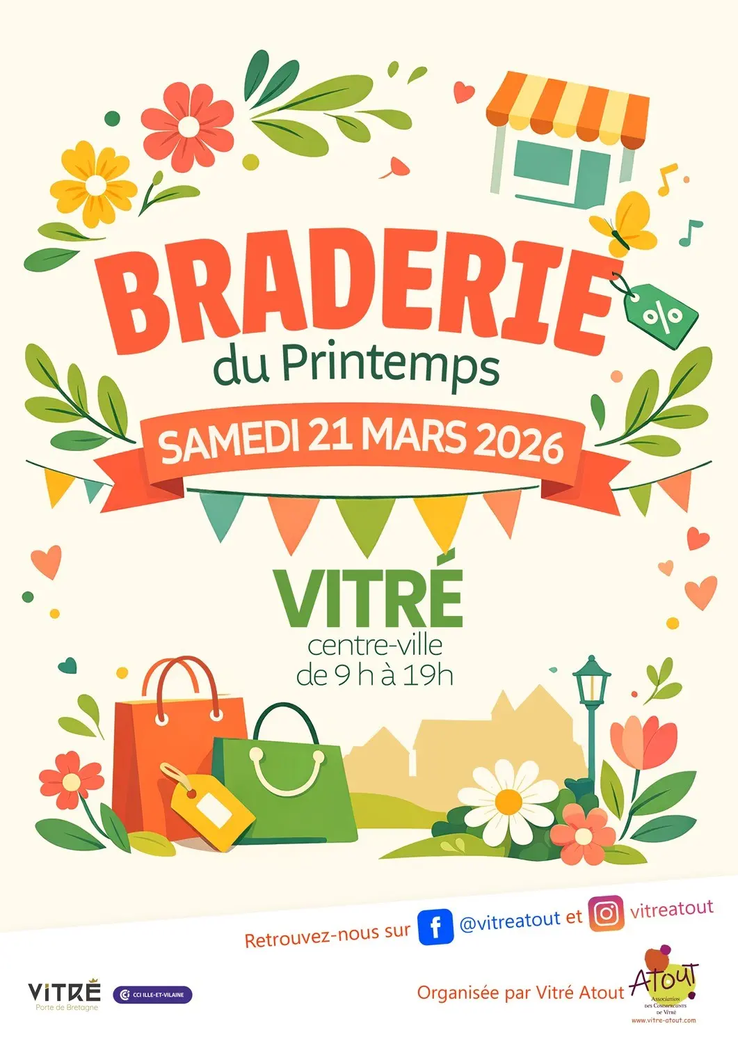 Affiche braderie de printemps 21 mars Vitré