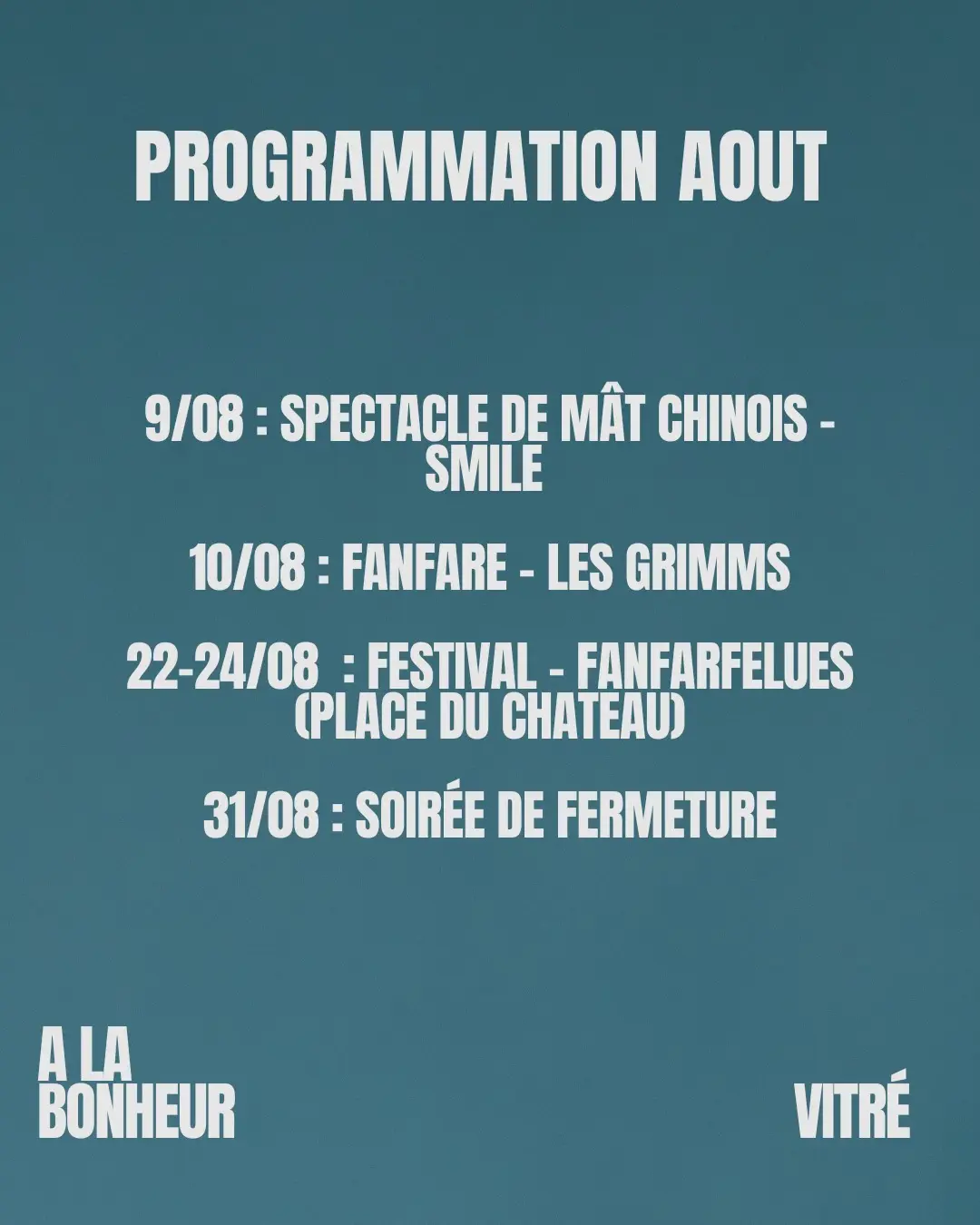 Programme A la Bonheur Vitré