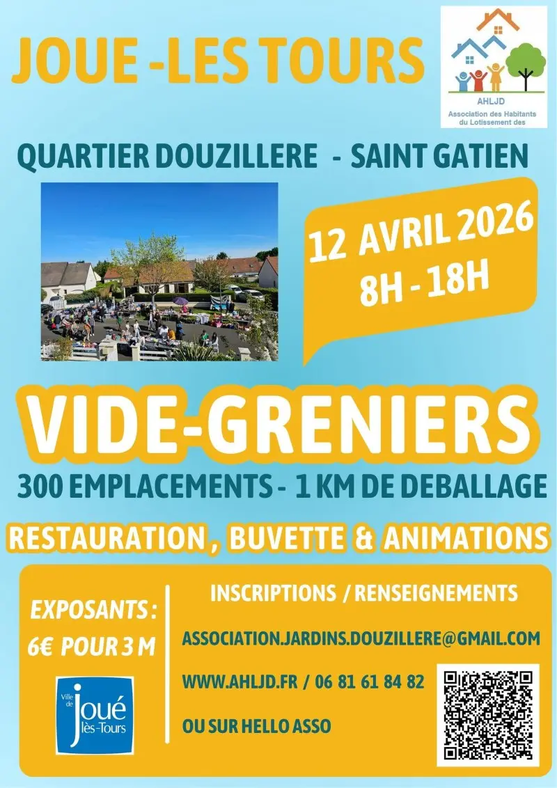 Affiche événement vide grenier illustratif coloré - 1