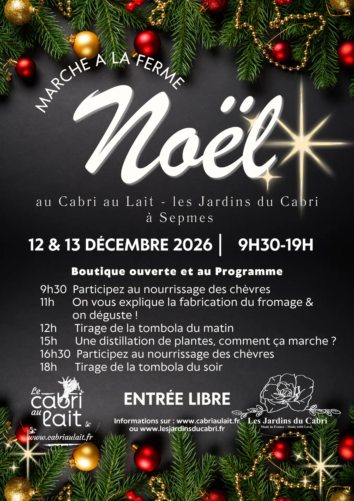 Affiche Promotionnelle Marché de Noël Moderne Photo Blanc Noir Coloré - 1
