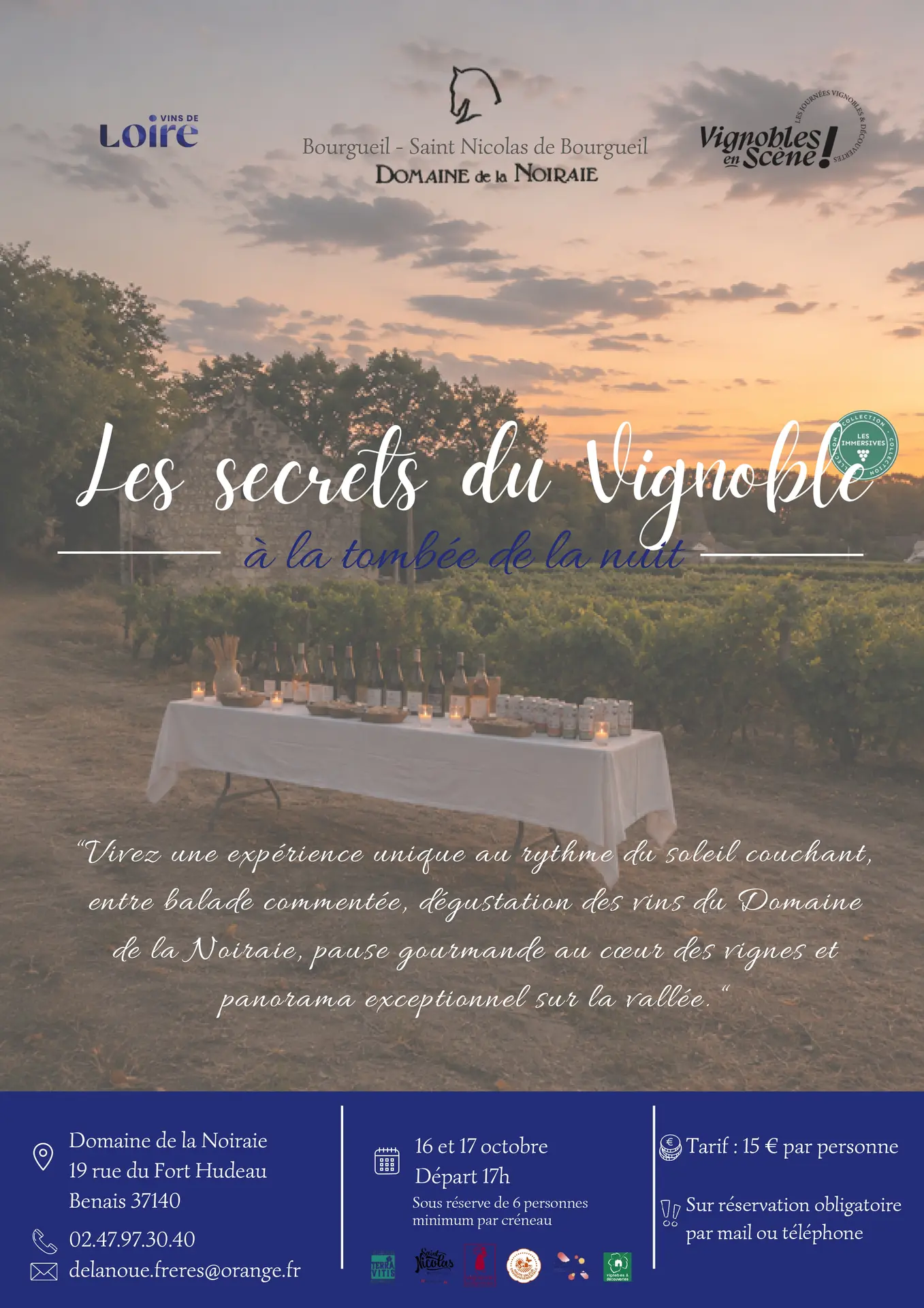 Les Secrets du vignoble à la tombée de la nuit - Vignobles en Snène