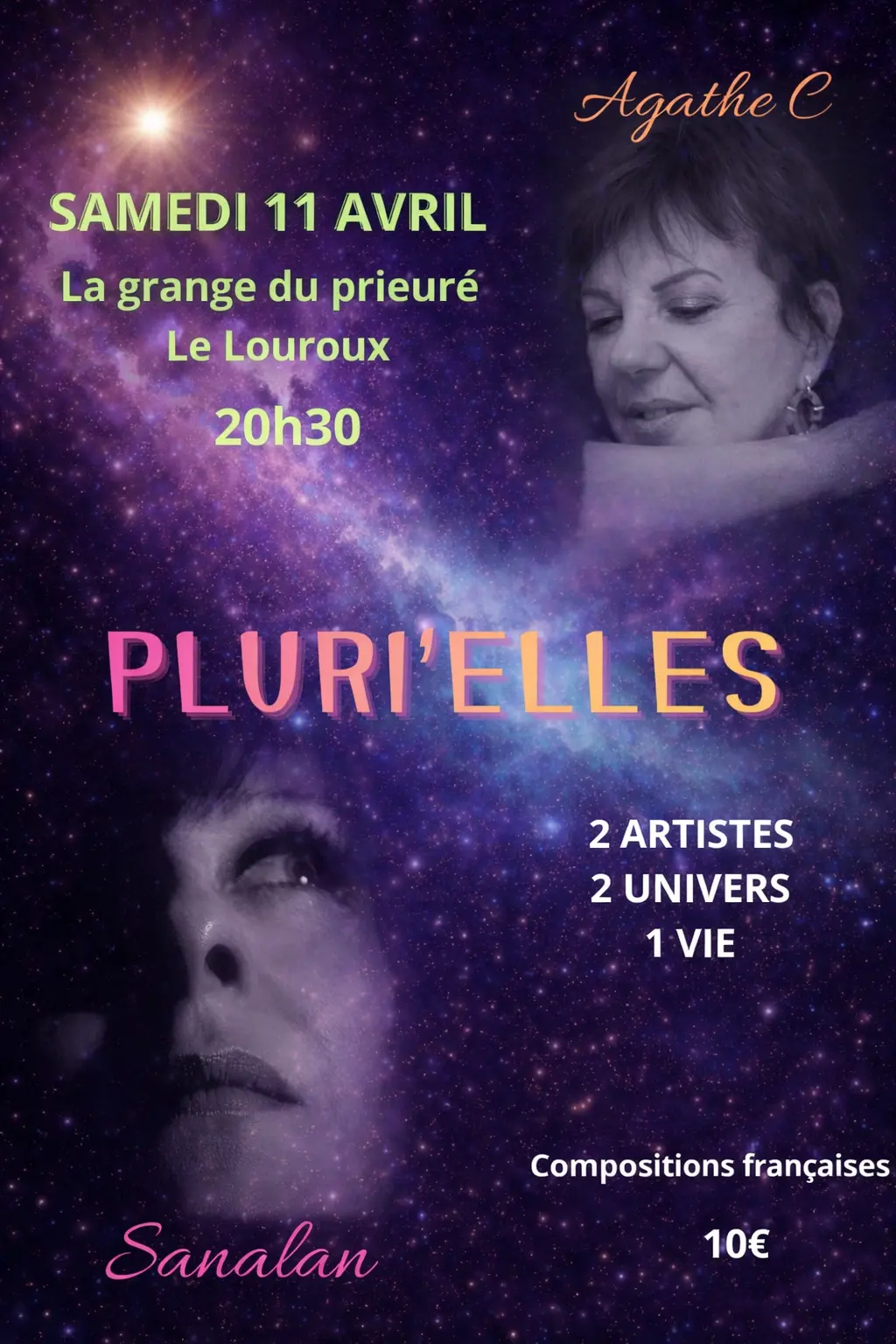 Affiche concert pluri'elles au louroux 12 avril