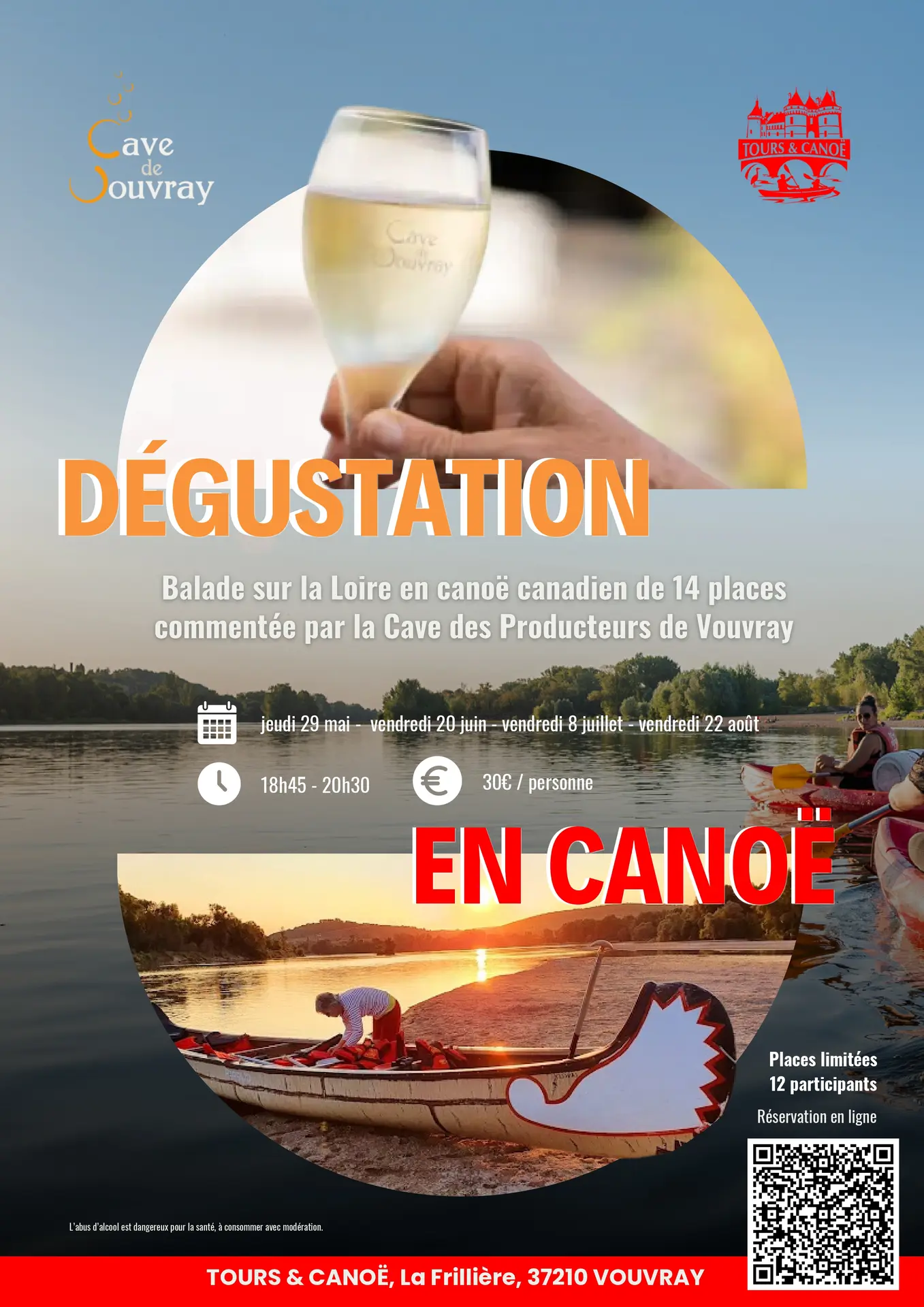 Affiche sortie Dégustation Tours et Canoë