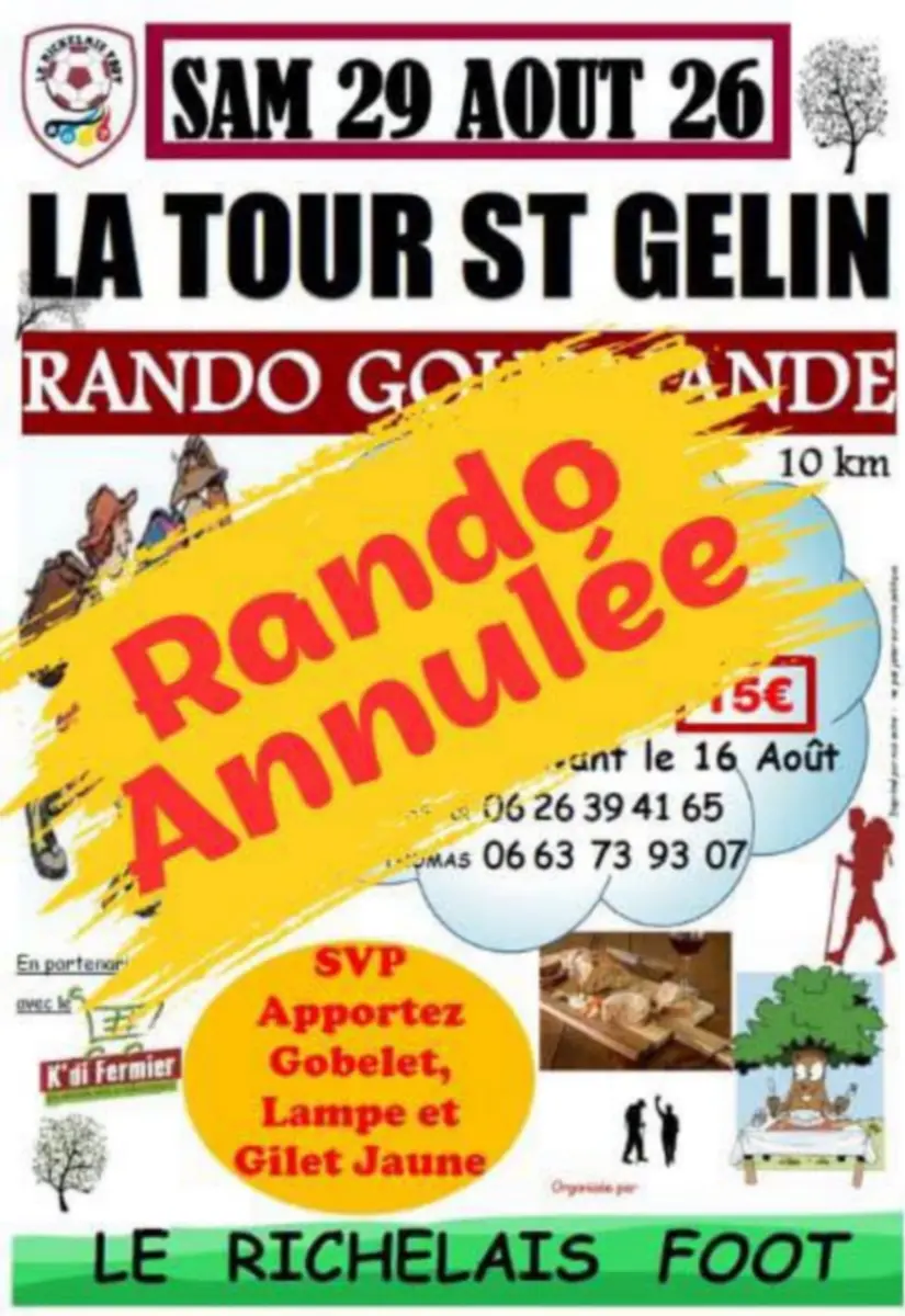 Annulation rando La Tour-Saint-Gelin 29 août 2026