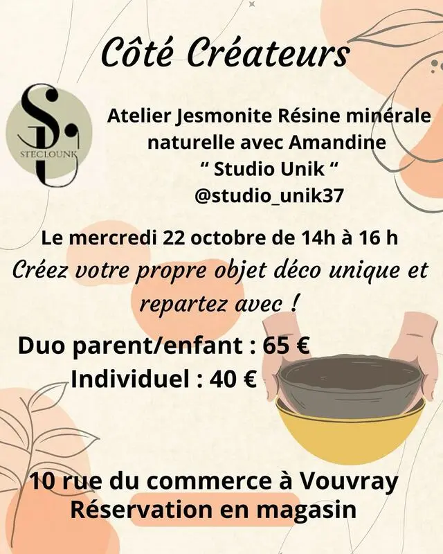 Atelier jesmonite Côté Créateurs Vouvray