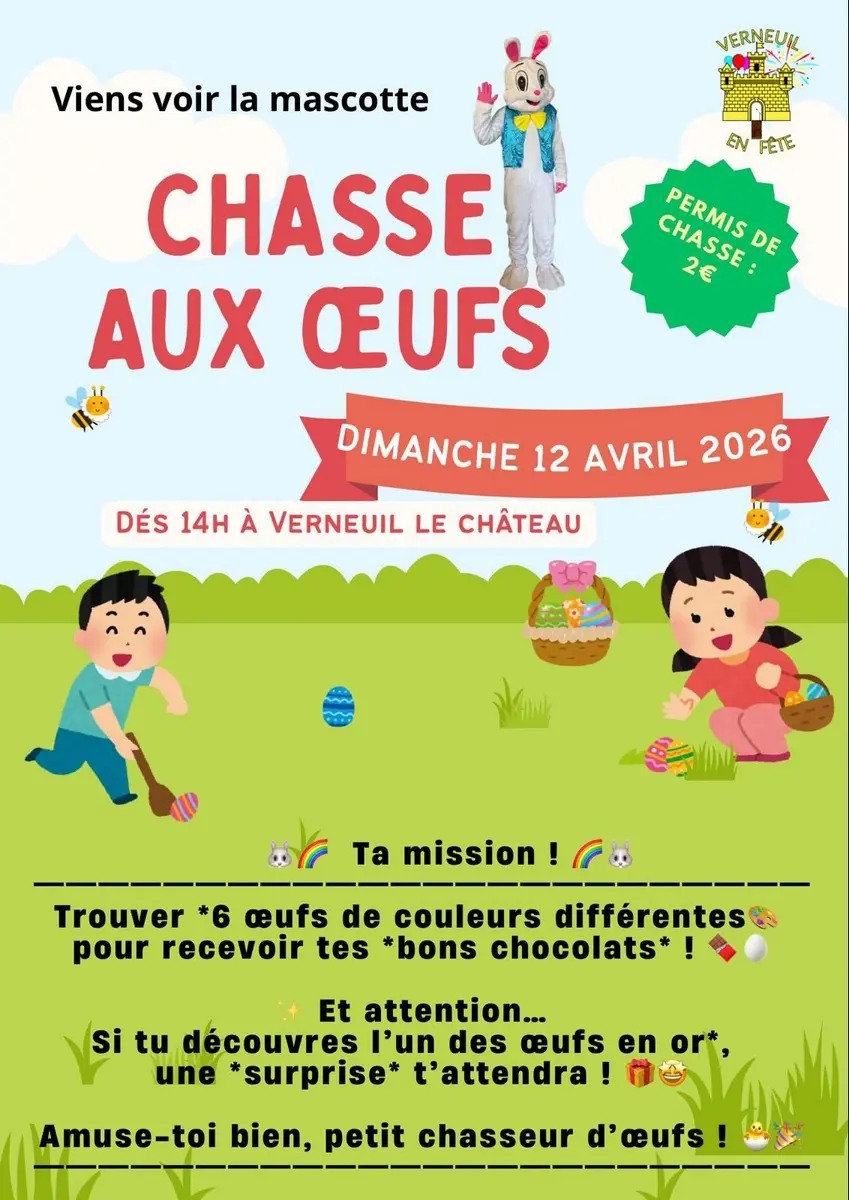 Chasse aux oeufs Verneuil-le-Château 12 avril 2026