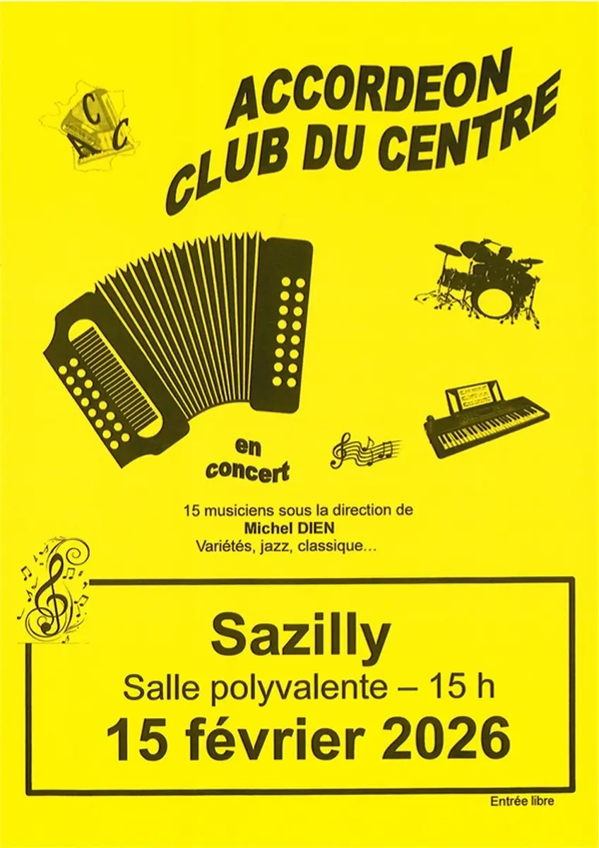 Concert Accordéon Club du Centre Sazilly 15 février 2026