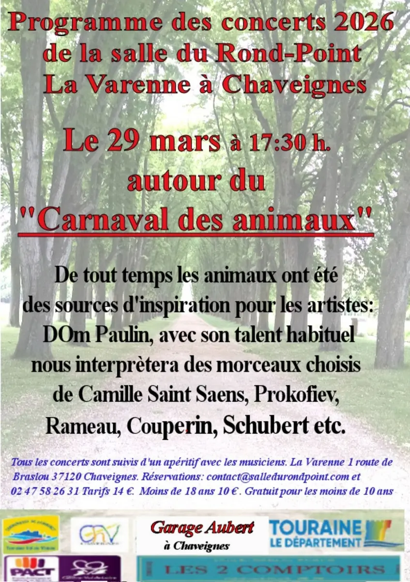 Concert Carnaval des animaux Rond-Point Chaveignes 29 mars 2026
