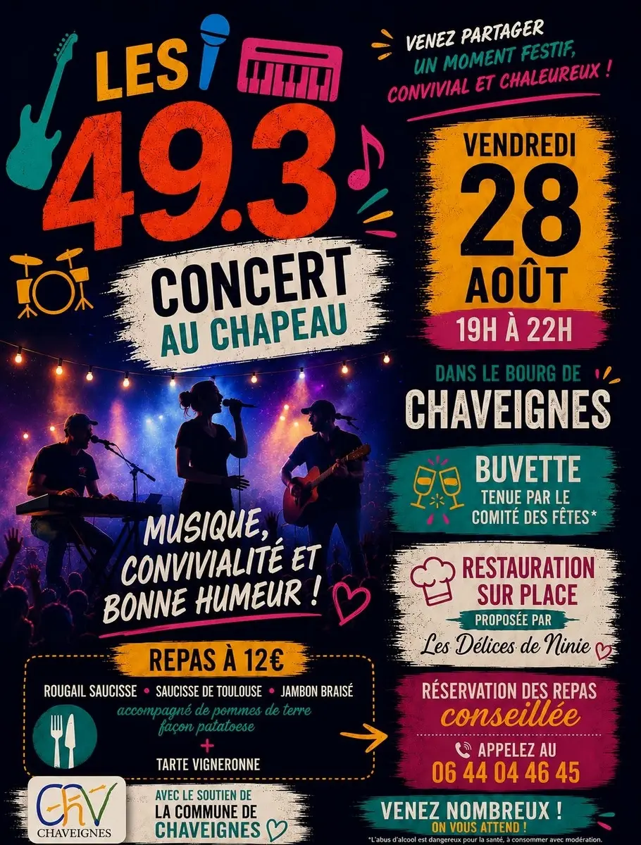 Concert Les 49.3 Chaveignes 28 août 2026