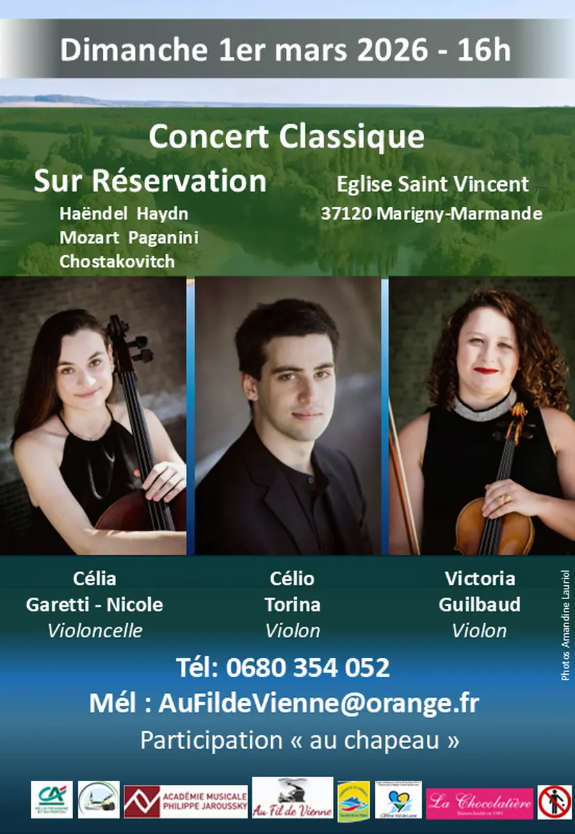 Concert classique Au Fil de Vienne Marigny-Marmande 1er mars 2026