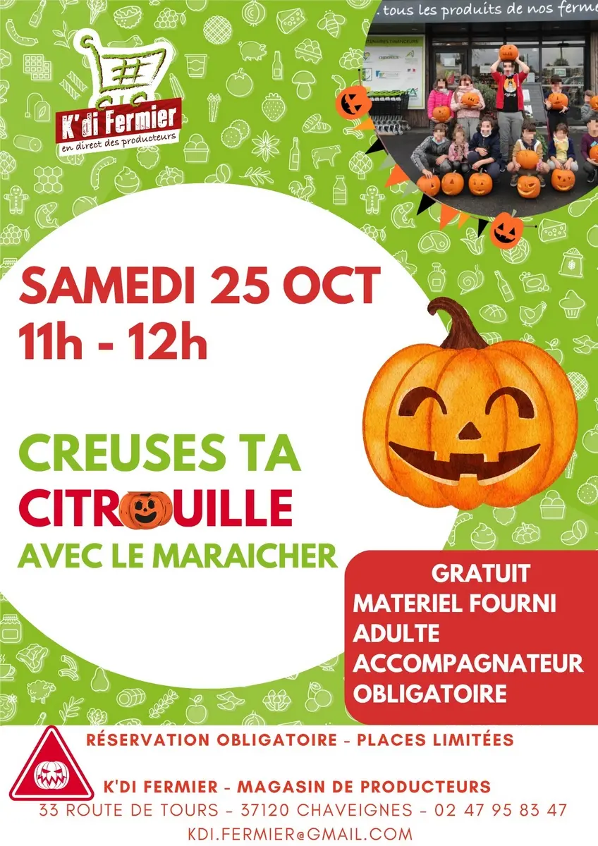 Creuse ta citrouille K'di Fermier Chaveignes 25 octobre 2025