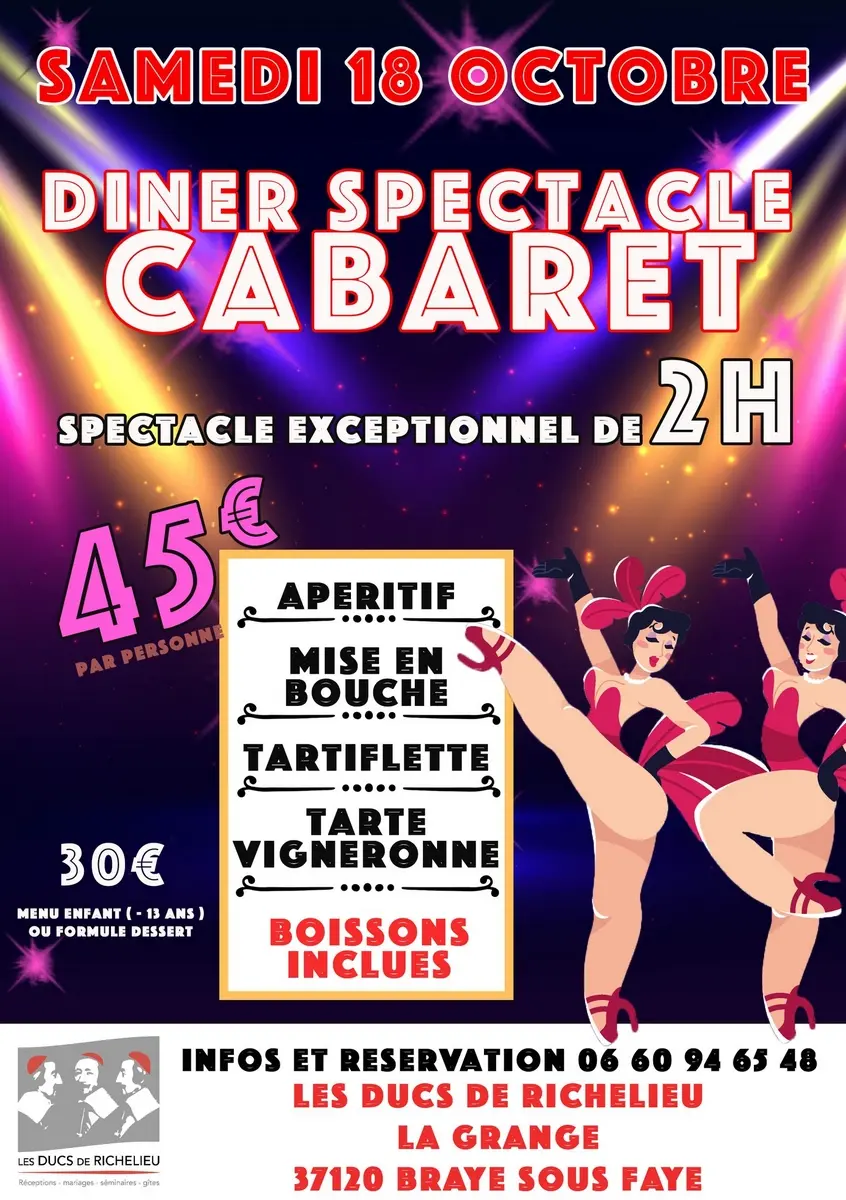 Dîner spectacle cabaret Les Ducs de Richelieu Braye-sous-Faye 18 octobre 2025