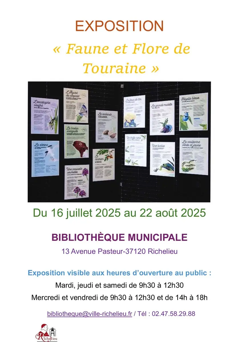 Expo faune et flore de Touraine bibliothèque Richelieu juillet août 2025