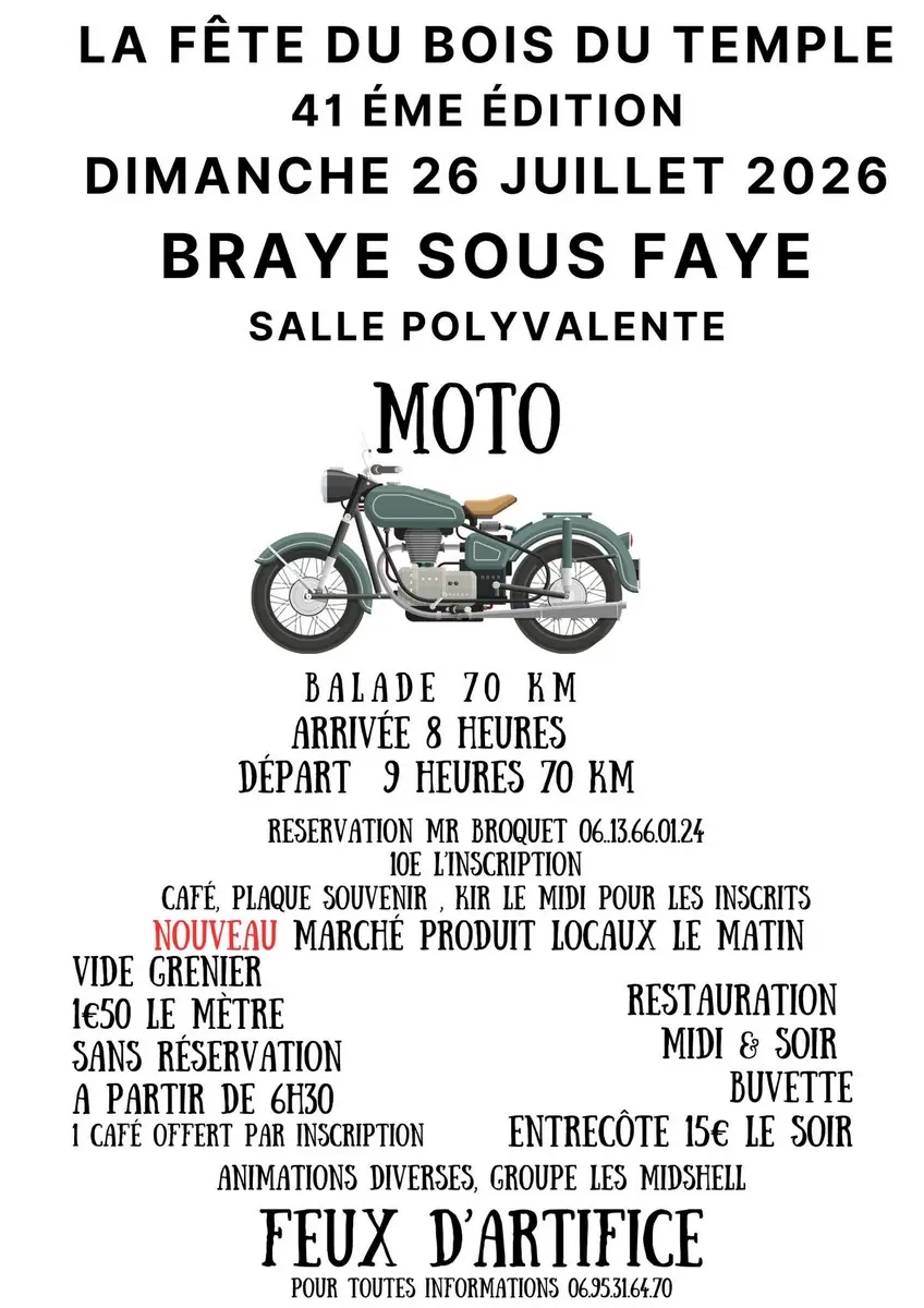 Fête du Bois du Temple Braye-sous-Braye 26 juillet 2026