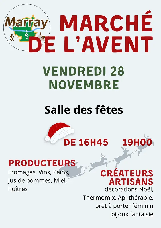 Flyer A4 Marché de Noël Illustratif Rouge Vert - 1