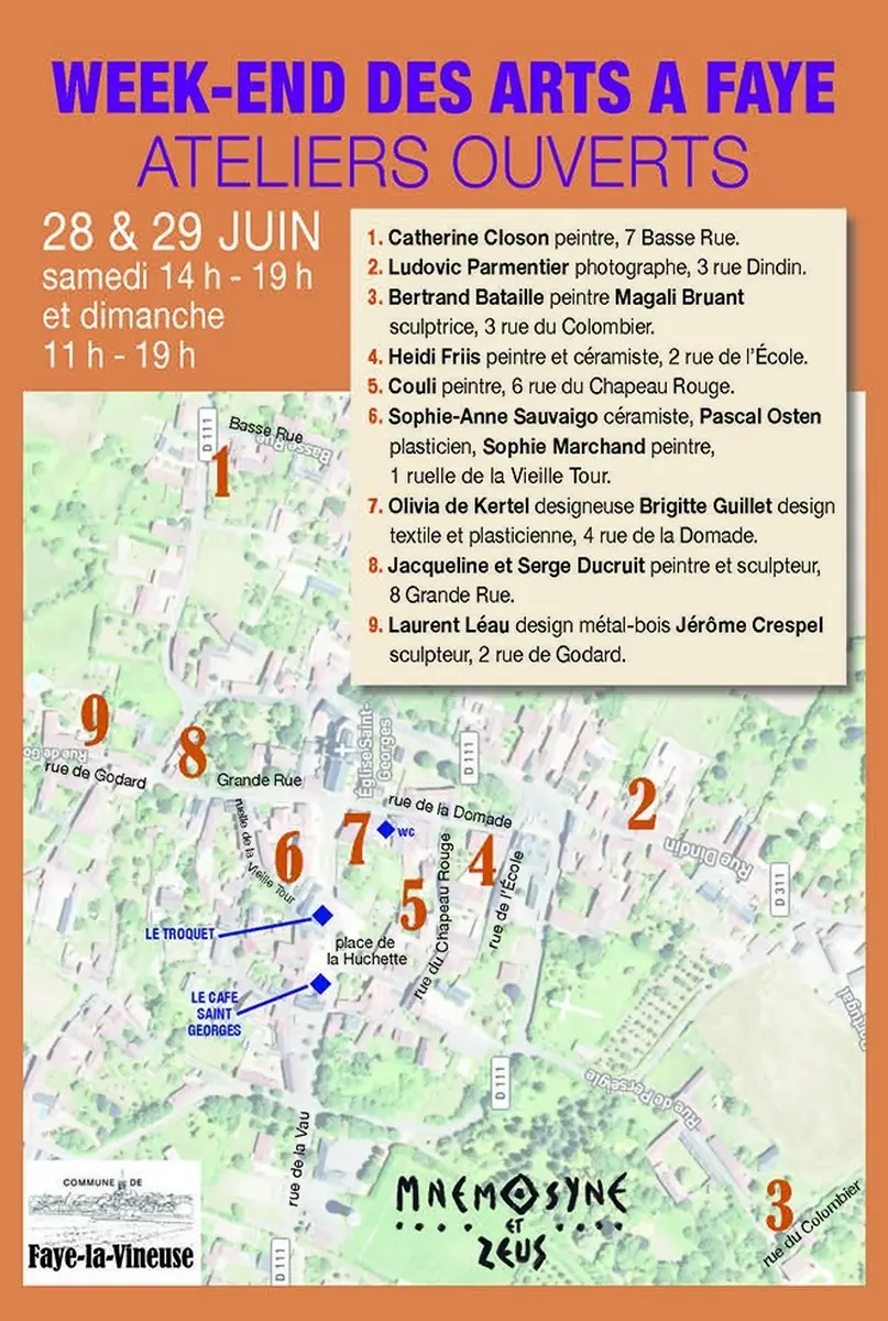 Liste des artistes Week-end des arts à Faye-la-Vineuse 28 et 29 juin 2025