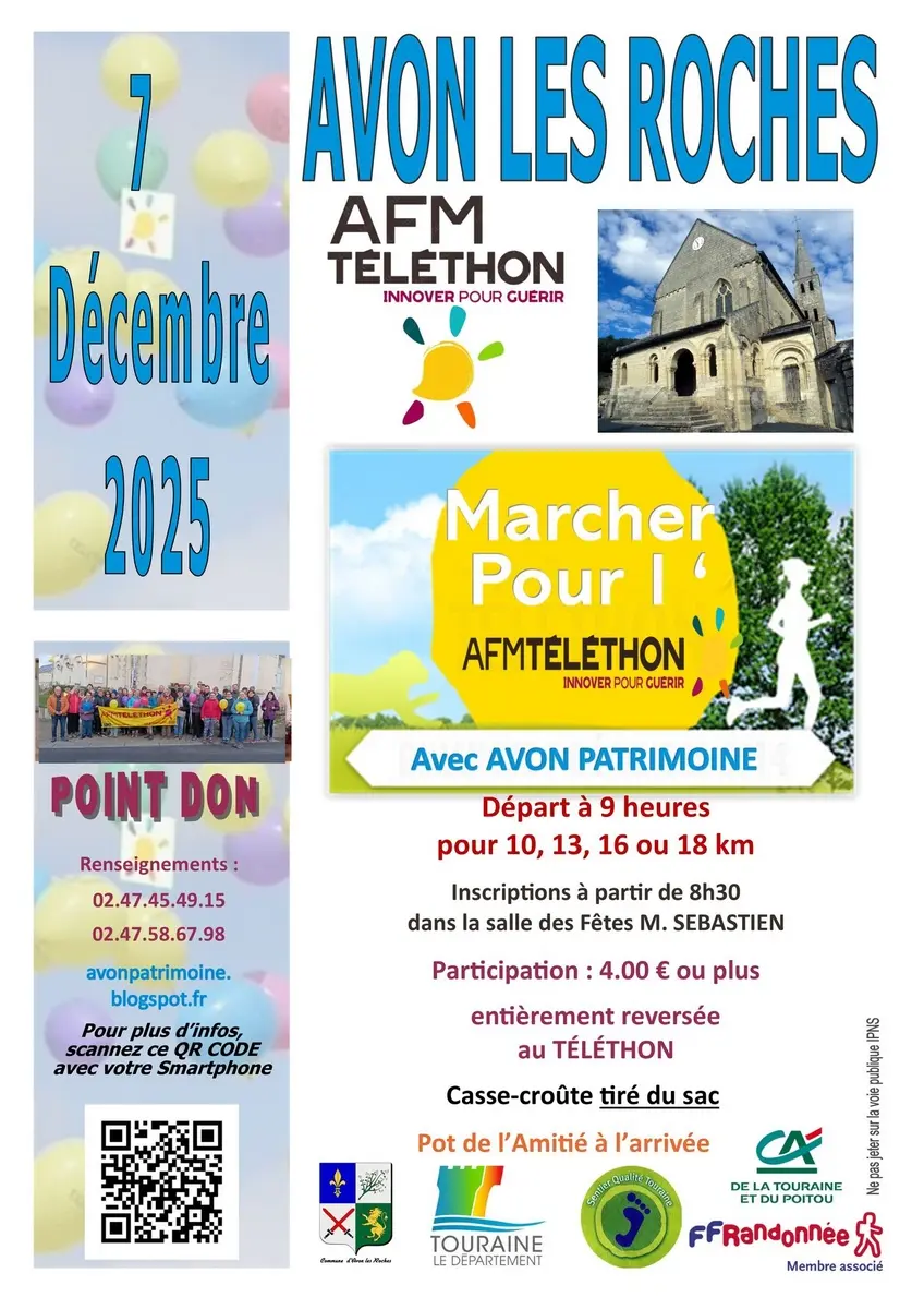 Marche Téléthon Avon-les-Roches 7 décembre 2025