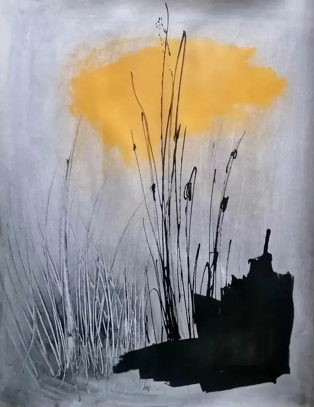 Mathieu Holbert Série Bords de Loire 70x50 acrylique et pastel sec