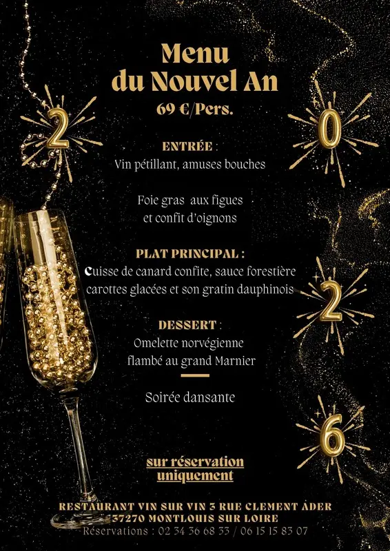 Menu du nouvel an Vin sur Vin Montlouis