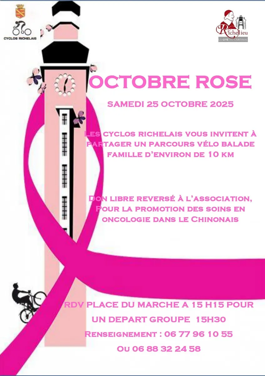 Parcours vélo Octobre Rose Richelieu 25 octobre 2025