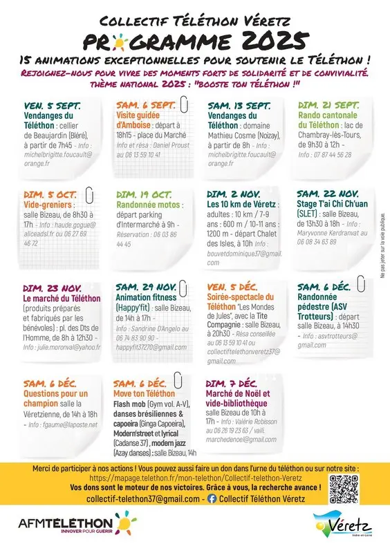 Programme 2025 du Collectif Téléthon Véretz