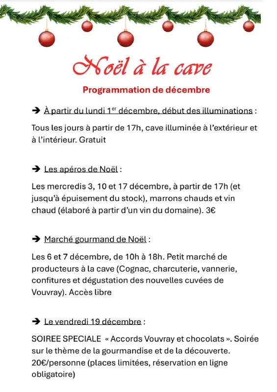 Programme Noël Caves Cathelineau Chançay