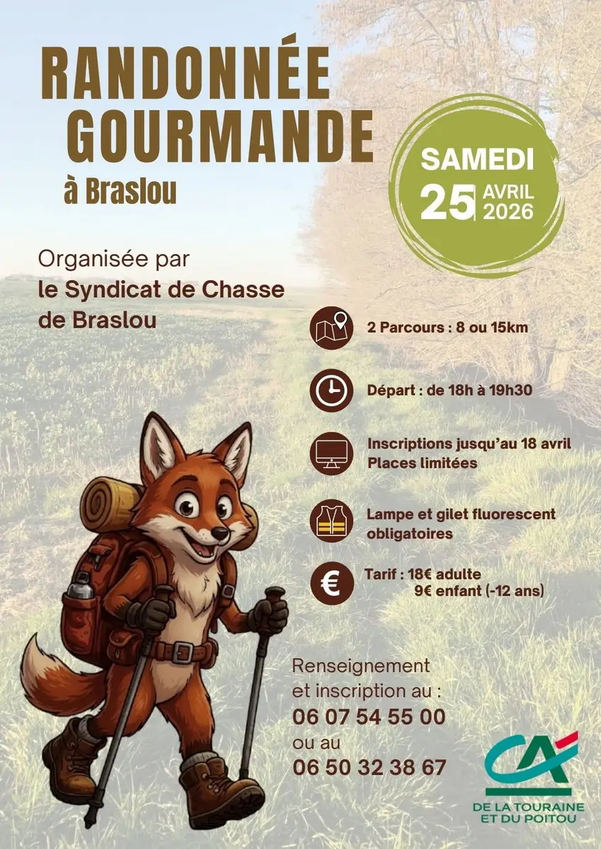Randonnée gourmande Braslou 25 avril 2026