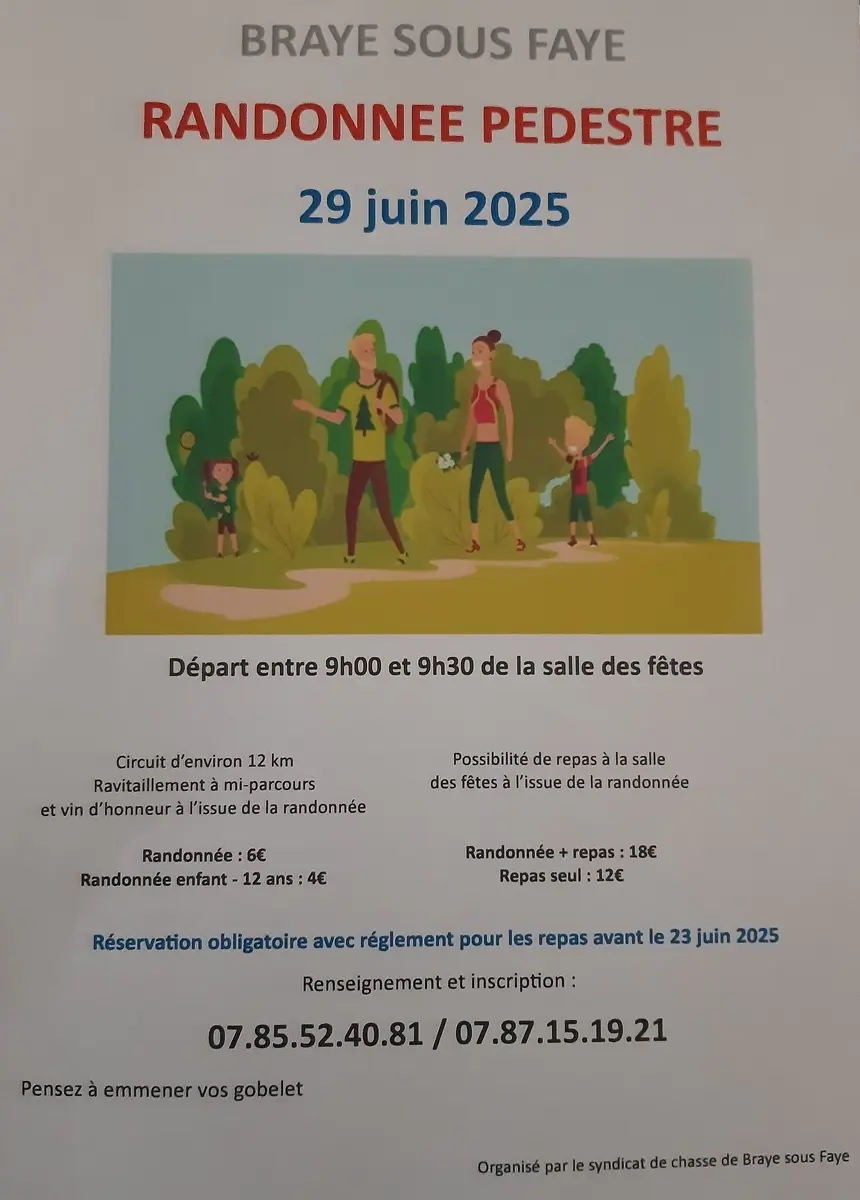 Randonnée pédestre Braye-sous-Faye 29 juin 2025