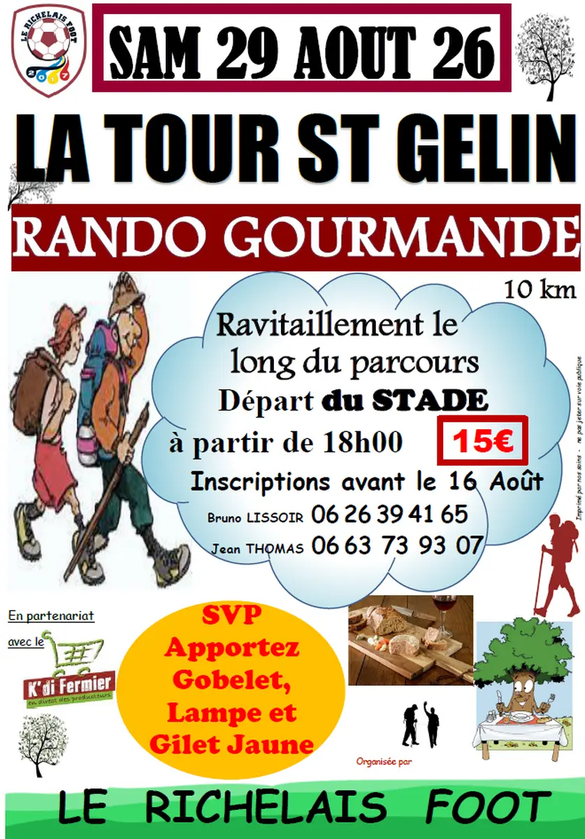 Rando gourmande La Tour-Saint-Gelin 29 août 2026