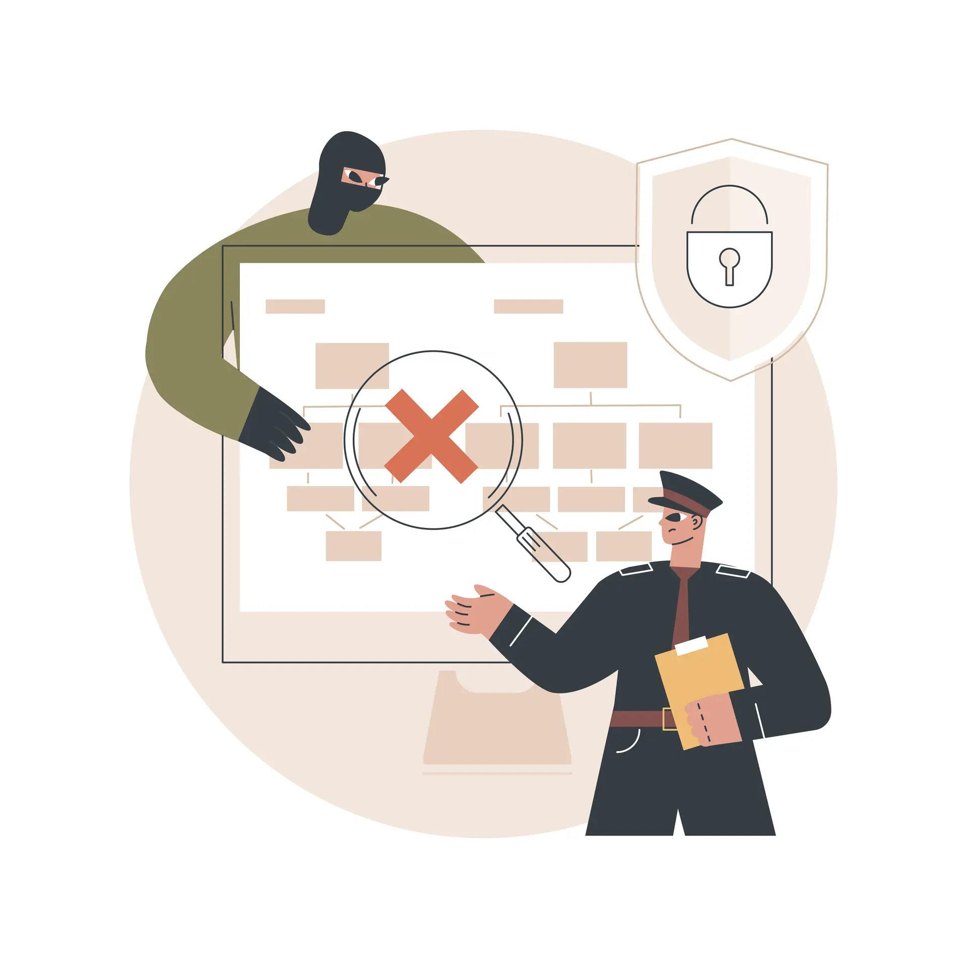 Computer forensics abstract concept vector illustration.