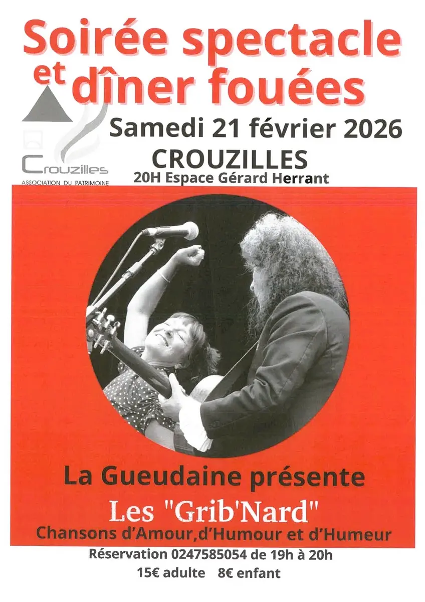 Soirée spectacle et dîner fouées Crouzilles 21 février 2026