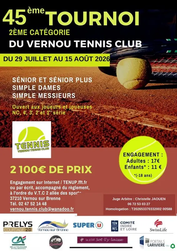Tournoi de tennis à Vernou-sur-Brenne