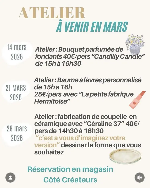 Vouvray mars Ateliers Côté Créateurs