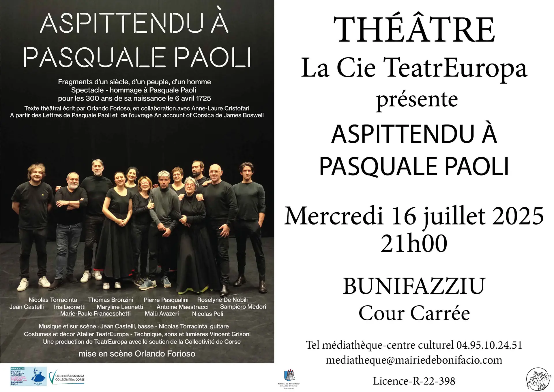 Pièce de théâtre Aspittendu à Pasquale Paoli