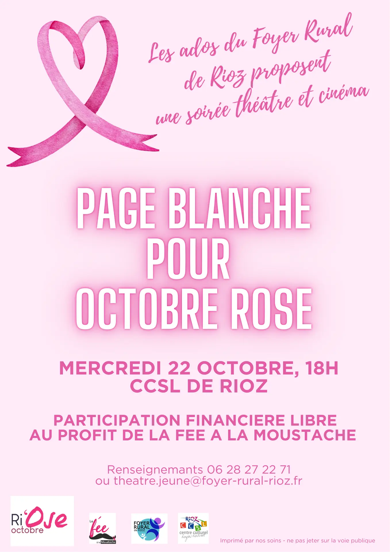 Rose Minimaliste Prévention Octobre Rose Affiche - 1