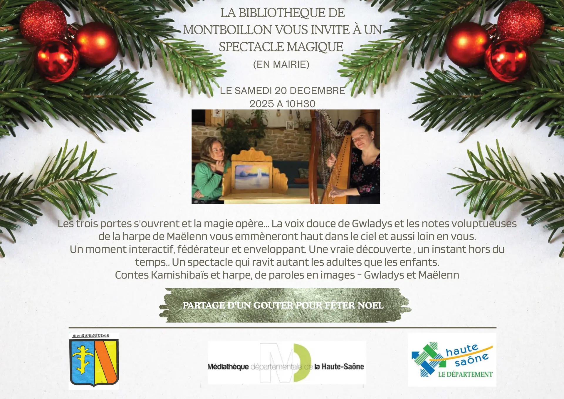 Green and White Simple Merry Christmas Poster Landscape