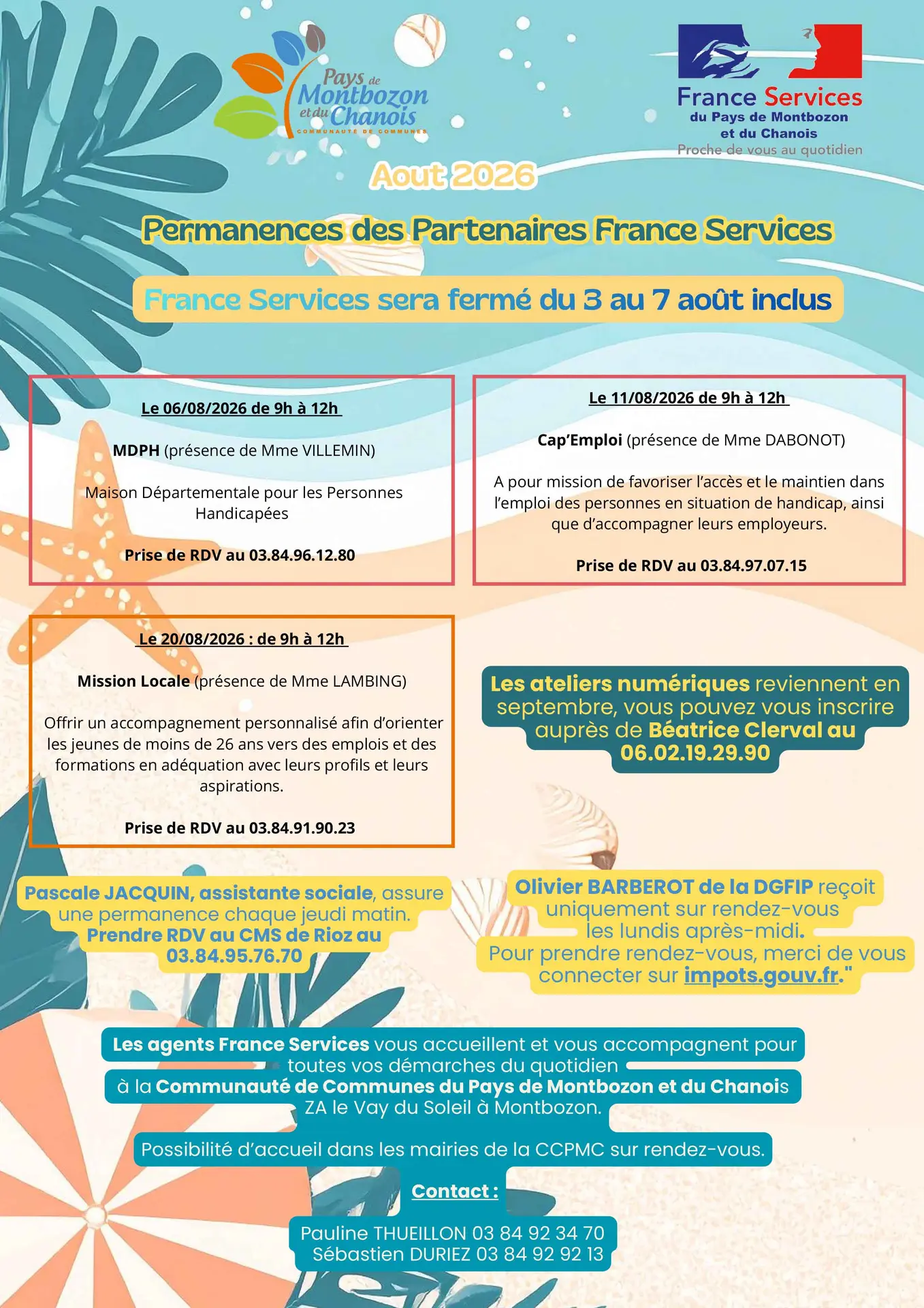 Permanence France services AOUT 2026