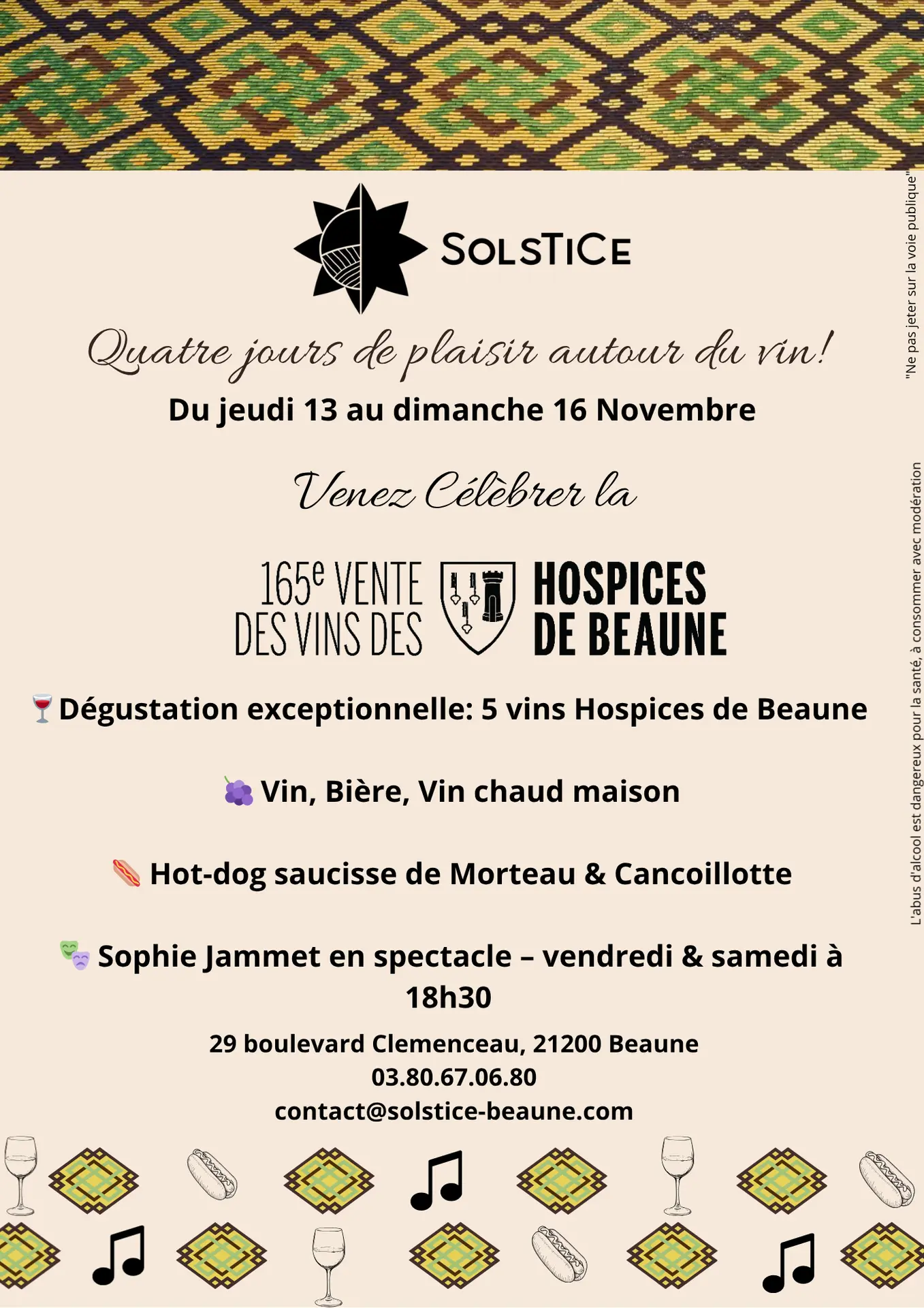 Copie de DÉGUSTATIONS & FÊTE AU CAVEAU Trois jours de plaisir autour du vin! SOLSTICE CAVE ET HÔTEL 29 boulevard Clemenceau, 21200 Beaune - 1