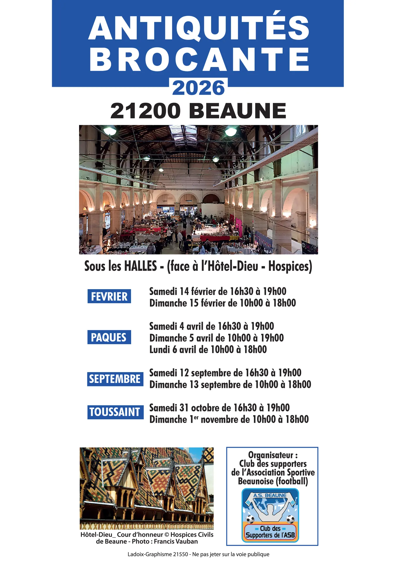 Club des supporters AS Beaune - Brocantes 2026