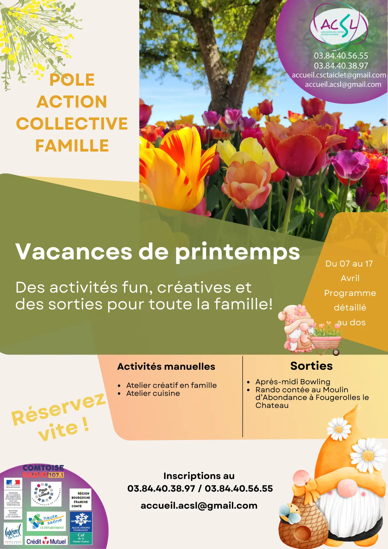 Vacances de printemps Pôle Action Collective Famille